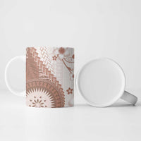 Bula Fiji Ceramic Mug Brown Plumeria Masi Tapa Pattern - Polynesian Pride