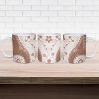 Bula Fiji Ceramic Mug Brown Plumeria Masi Tapa Pattern - Polynesian Pride