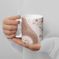 Bula Fiji Ceramic Mug Brown Plumeria Masi Tapa Pattern - Polynesian Pride