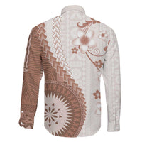 Bula Fiji Family Matching Summer Maxi Dress and Hawaiian Shirt Brown Plumeria Masi Tapa Pattern LT05 - Polynesian Pride