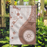 Bula Fiji Garden Flag Brown Plumeria Masi Tapa Pattern - Polynesian Pride