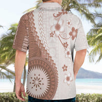 Bula Fiji Hawaiian Shirt Brown Plumeria Masi Tapa Pattern - Polynesian Pride