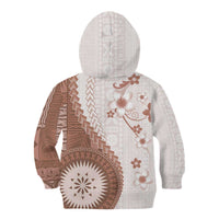 Bula Fiji Kid Hoodie Brown Plumeria Masi Tapa Pattern LT05 - Polynesian Pride