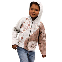 Bula Fiji Kid Hoodie Brown Plumeria Masi Tapa Pattern LT05 - Polynesian Pride