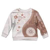 Bula Fiji Kid Ugly Christmas Sweater Brown Plumeria Masi Tapa Pattern - Polynesian Pride