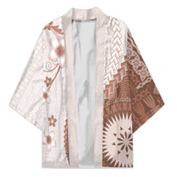 Bula Fiji Kimono Brown Plumeria Masi Tapa Pattern - Polynesian Pride