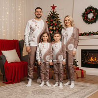 Bula Fiji Christmas Pajama Set Brown Plumeria Masi Tapa Pattern - Polynesian Pride