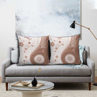 Bula Fiji Pillow Cover Brown Plumeria Masi Tapa Pattern - Polynesian Pride