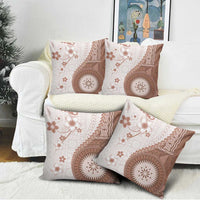 Bula Fiji Pillow Cover Brown Plumeria Masi Tapa Pattern - Polynesian Pride