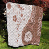 Bula Fiji Quilt Brown Plumeria Masi Tapa Pattern - Polynesian Pride