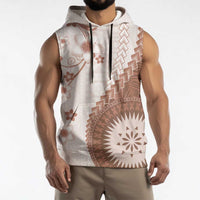 Bula Fiji Sleeveless Hoodie Brown Plumeria Masi Tapa Pattern - Polynesian Pride