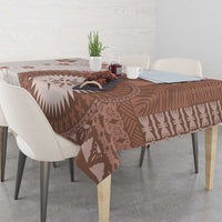 Bula Fiji Tablecloth Brown Plumeria Masi Tapa Pattern - Polynesian Pride