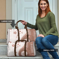 Bula Fiji Travel Bag Brown Plumeria Masi Tapa Pattern LT05 - Polynesian Pride