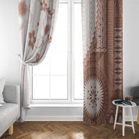 Bula Fiji Window Curtain Brown Plumeria Masi Tapa Pattern - Polynesian Pride