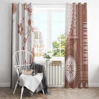 Bula Fiji Window Curtain Brown Plumeria Masi Tapa Pattern - Polynesian Pride