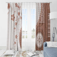 Bula Fiji Window Curtain Brown Plumeria Masi Tapa Pattern - Polynesian Pride