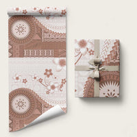 Bula Fiji Wrapping Paper Brown Plumeria Masi Tapa Pattern