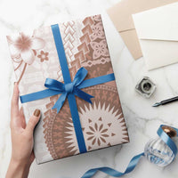 Bula Fiji Wrapping Paper Brown Plumeria Masi Tapa Pattern