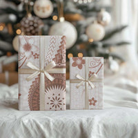 Bula Fiji Wrapping Paper Brown Plumeria Masi Tapa Pattern