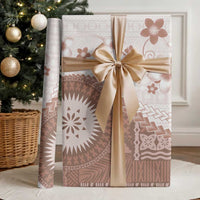 Bula Fiji Wrapping Paper Brown Plumeria Masi Tapa Pattern