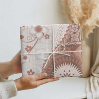 Bula Fiji Wrapping Paper Brown Plumeria Masi Tapa Pattern