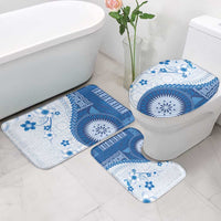 Bula Fiji Bathroom Set Blue Plumeria Masi Tapa Pattern - Polynesian Pride