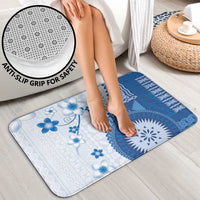 Bula Fiji Bathroom Set Blue Plumeria Masi Tapa Pattern - Polynesian Pride