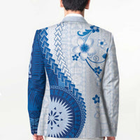 Bula Fiji Blazer Blue Plumeria Masi Tapa Pattern - Polynesian Pride