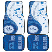 Bula Fiji Car Mats Blue Plumeria Masi Tapa Pattern - Polynesian Pride