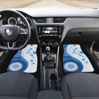 Bula Fiji Car Mats Blue Plumeria Masi Tapa Pattern - Polynesian Pride