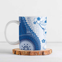 Bula Fiji Ceramic Mug Blue Plumeria Masi Tapa Pattern - Polynesian Pride