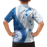 Bula Fiji Hawaiian Shirt Blue Plumeria Masi Tapa Pattern - Polynesian Pride