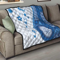 Bula Fiji Quilt Blue Plumeria Masi Tapa Pattern - Polynesian Pride