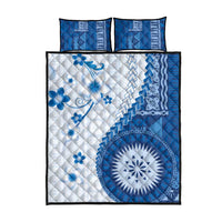 Bula Fiji Quilt Bed Set Blue Plumeria Masi Tapa Pattern - Polynesian Pride