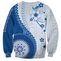 Bula Fiji Sweatshirt Blue Plumeria Masi Tapa Pattern - Polynesian Pride