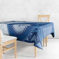 Bula Fiji Tablecloth Blue Plumeria Masi Tapa Pattern - Polynesian Pride