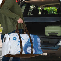 Bula Fiji Travel Bag Blue Plumeria Masi Tapa Pattern - Polynesian Pride