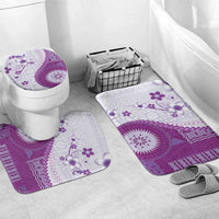 Bula Fiji Bathroom Set Violet Plumeria Masi Tapa Pattern - Polynesian Pride