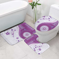 Bula Fiji Bathroom Set Violet Plumeria Masi Tapa Pattern - Polynesian Pride