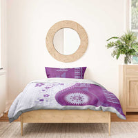 Bula Fiji Bedding Set Violet Plumeria Masi Tapa Pattern - Polynesian Pride