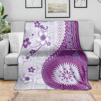 Bula Fiji Blanket Violet Plumeria Masi Tapa Pattern - Polynesian Pride