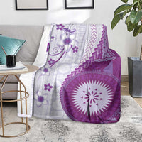 Bula Fiji Blanket Violet Plumeria Masi Tapa Pattern - Polynesian Pride