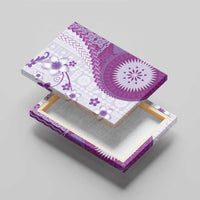Bula Fiji Canvas Wall Art Violet Plumeria Masi Tapa Pattern - Polynesian Pride