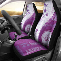 Bula Fiji Car Seat Cover Violet Plumeria Masi Tapa Pattern - Polynesian Pride