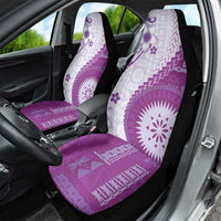Bula Fiji Car Seat Cover Violet Plumeria Masi Tapa Pattern - Polynesian Pride