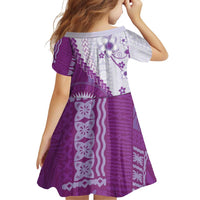 Bula Fiji Family Matching Summer Maxi Dress and Hawaiian Shirt Violet Plumeria Masi Tapa Pattern LT05 - Polynesian Pride