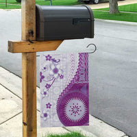 Bula Fiji Garden Flag Violet Plumeria Masi Tapa Pattern - Polynesian Pride