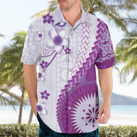 Bula Fiji Hawaiian Shirt Violet Plumeria Masi Tapa Pattern LT05 - Polynesian Pride