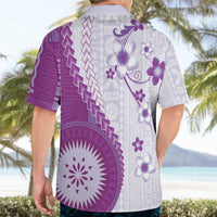 Bula Fiji Hawaiian Shirt Violet Plumeria Masi Tapa Pattern LT05 - Polynesian Pride