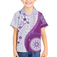 Bula Fiji Hawaiian Shirt Violet Plumeria Masi Tapa Pattern LT05 - Polynesian Pride